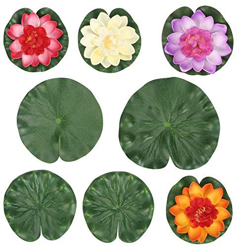 MENGON Lotus Artificiel Nénuphars Flottants Plantes Artificielles Naturelles Fleurs Feuilles De Lotus Fleur De Lotus 5 Couleurs Étang Fontaine Jardin Piscine Étang À Poissons Aquarium Décoration