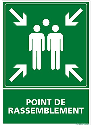 Signalétique.biz France - Panneau Point Rassemblement Sticker Aluminium, Panneau PVC ou Alu - 300 x 420 mm