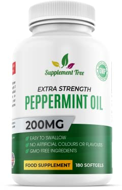 Peppermint Oil Capsule Softgels - 200mg High Strength 180 Softgels (6 Months Supply) - Natural Oil of Peppermint Supplement - UK Manufactured, Non-GMO
