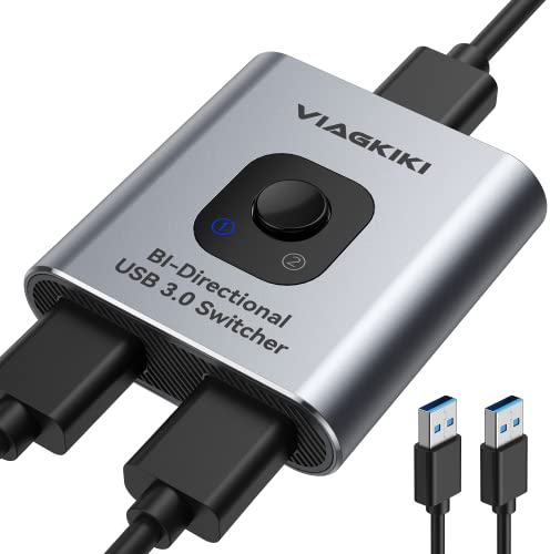 USB Switch 3.0 KVM Switch, Bi-Directional USB Switch Selektor 2 in 1 Out/1 in 2 Out, Viagkiki USB Switcher 2 Computer Teilen 1 USB Geräte für PCs Maus Tastatur etc