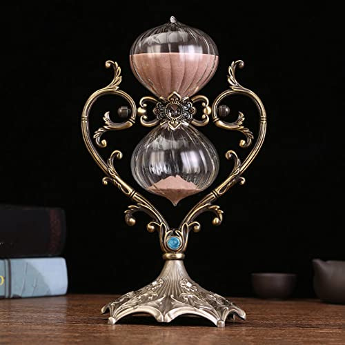 Clessidra Timer 30/60 minuti, a forma di cuore, a forma di sabbia, a clessidra girevole, a clessidra decorativa, adatta per cucina, ufficio, scrivania, camera da letto (rosa/viola)