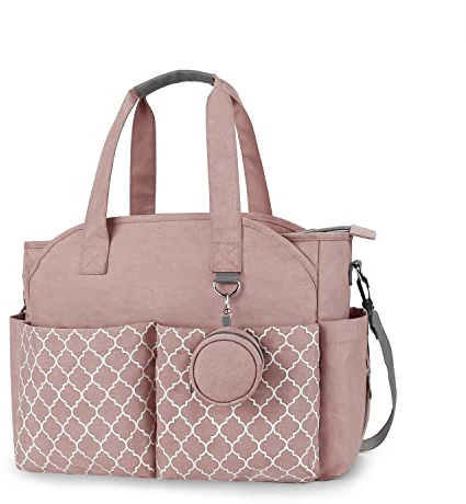 Lmbabter blöjväska med skötstation uppgradering multifunktionell babyväska med justerbar axelrem, Rosa, One Size