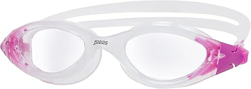 Zoggs Panorama Adult Swimming Goggles (Clear Lens, Clear/Purple) for Men and Women, Soft Anti-Leak Seal, Anti-Fog, UV Protection, Quick Adjust Strap, 180 Degree Clear Vision Swim Goggles