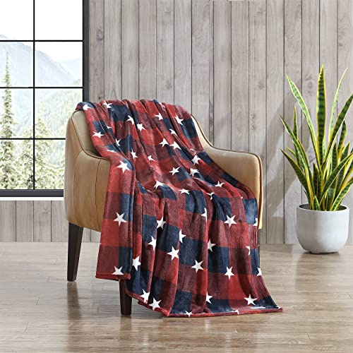 Eddie Bauer - Throw Blanket, Ultra-Soft Reversible Plush Fleece Blanket, Cozy Lightweight Bedding for Couch & Bed (Americana Plaid Red, 50' x 70')