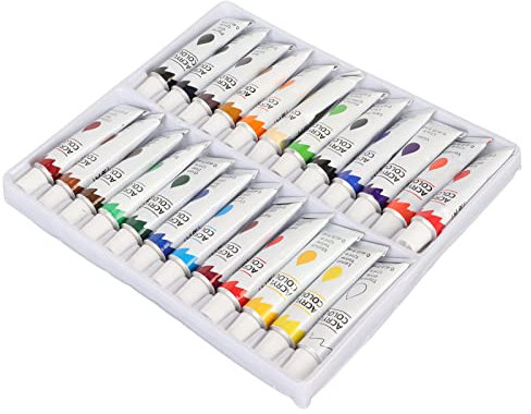 Juego de Pintura Gouache de 24 Colores con Tarjeta de Color, Juego de Tubos de Gouache Impermeables, Juego de Pinturas Power Art de Cobertura Fuerte para Piedra de Tela, 12ml