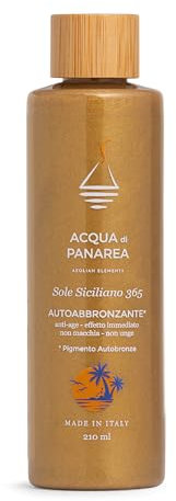 ACQUA DI PANAREA Sole Siciliano 365 Siero Crema Autoabbronzante Viso e Corpo Illuminante, Gocce Autoabbronzanti Viso Antirughe Idratante Con DHA e Acqua Termale Vulcanica 210 ml