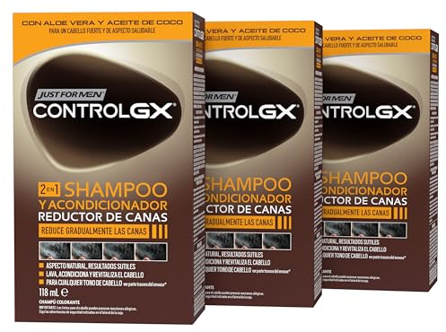 Just For Men Control GX Shampoo und Conditioner für graues Haar, reduziert schrittweise und dauerhaft graue Haare bei jeder Wäsche, für alle Farbtöne, 118 ml, 3 Stück