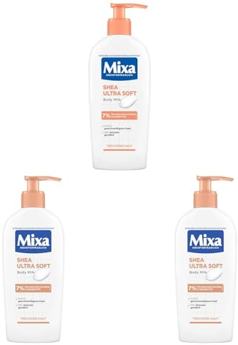Mixa Shea Body Lotion, mit Sheabutter und pflanzlichem Glycerin, intensiv nährende Körpermilch, für trockene und raue Haut, pflegt & hydratisiert die Haut 48h lang, Shea Ultra Soft Body Milk, 250 ml