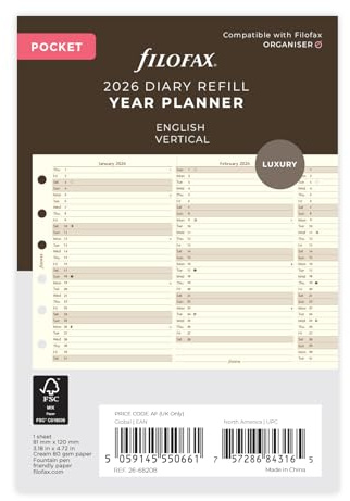 Filofax Pocket årspl.cotton cr. (E) 2026