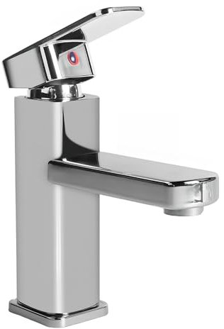 Bathroom Basin Tap, Single Lever Hot and Cold Water Mixer Tap, Bathroom Wash Basin Faucet, Single Lever Basin Faucet with 2 G1/2 Hoses for Lavatory
