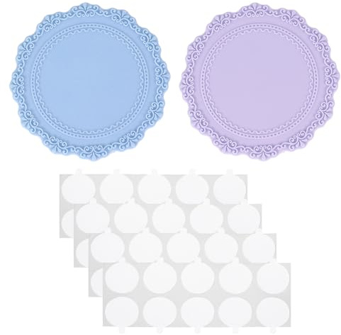 PATIKIL Pad in Silicone per Sigillo Cera, 2Pz Tamponi per Sigillo Cera con 40 Punti Adesivi Bifacciali, Piastra Supporto per Timbro, Ceralacca Fai da Te, Artigianato, Blu Viola