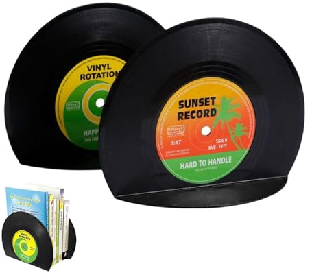 Sujetalibros Retro - Librería con partición de Almacenamiento, Extremos para Libros para Sujetar Libros Resistentes | Sujetalibros con tapón para Libros de Discos, sujetalibros de para Discos
