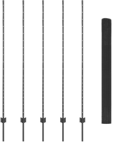 Brokky 3336578 Recinzione in Filo Saldato con 10 U Post Grigi 1.6x10 m Acciaio Rete Metallica per Recinzioni Zincata Elettrosaldata Rigida - Ideale per Recinzioni da Giardino,Aree Verdi e Spazi Estern