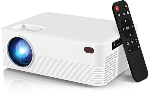Mini Portable Projector with Wifi and Bluetooth, Native 1080P Full HD Smart Projector , 300 ANSI, Compatible with Smartphone, HDMI, USB for Home, Bedroom, Outdoor Use （White）