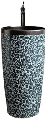 Lavandino a piedistallo Lavabo da appoggio in ceramica for bagno, balcone, colonna monoblocco con rubinetto e scarico