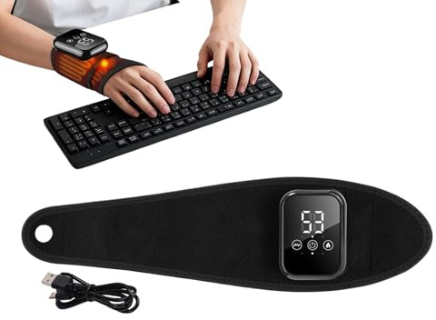 Zuasdvnk Banda calefactora para muñeca – Masajeador recargable con vibración y calor, banda de muñeca calefactora inalámbrica para hombres y mujeres mayores, casa, oficina, deportes, yoga, músculos