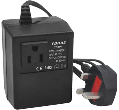 RNPKZ 200W Step Down Transformer, Portable Step Down Power Voltage Converter Transformer 220V/240V to 110V/120V, Intelligent Efficient Transformers Power Converter for Travel Hotel Household Uk Plug