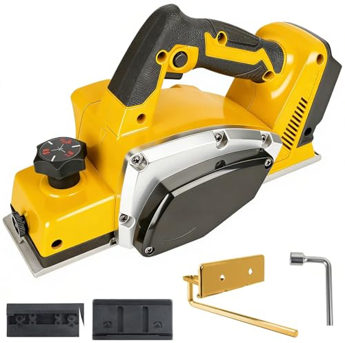 Cepilladora de mano inalámbrica sin escobillas para batería DeWalt de 20 V, cepilladora eléctrica de madera con ancho de cepillado de 82 mm y profundidad de corte ajustable de 0 a 2 mm, para