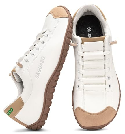 SAGUARO Zapatillas Barefoot Hombre Mujer, Calzado Minimalista Respetuoso - Zapatos Casual Deportivos para Pies Anchos, Ligeros y Antideslizante para Uso Diario, Trabajo y Viaje Marrón,Gr.43