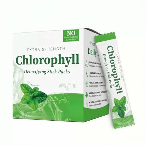 Confezione di bastoncini di clorofilla, aroma di menta verde, per disintossicare e potenziare la salute dell'intestino in modo pratico, per uomini e donne
