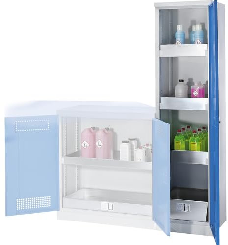 eurokraft | Umweltschrank | Beistellschrank hoch | 3 Wannenböden | HxBxT 1950 x 500 x 500 mm