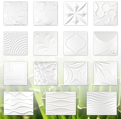 Panneaux 3D 50x50cm, design efficace des murs et plafonds - produit 100% naturel, panneaux écologiques en fibre de bambou et canne à sucre - (JULIA, 5 mètres carrés), revêtement