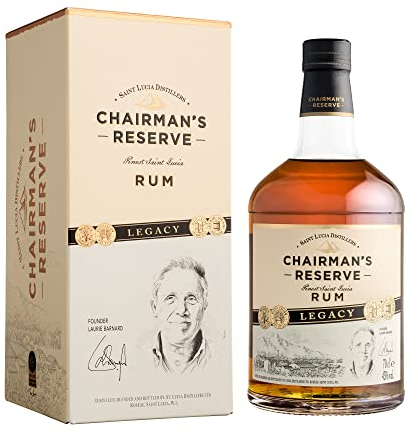 Chairman's Reserve Legacy: Fine Rum | Molasse and sugar cane Rum distilled, blended and bottled in Saint-Lucia | 40% Alcohol, 700ml | Perfect for cocktails and sipping experiences.