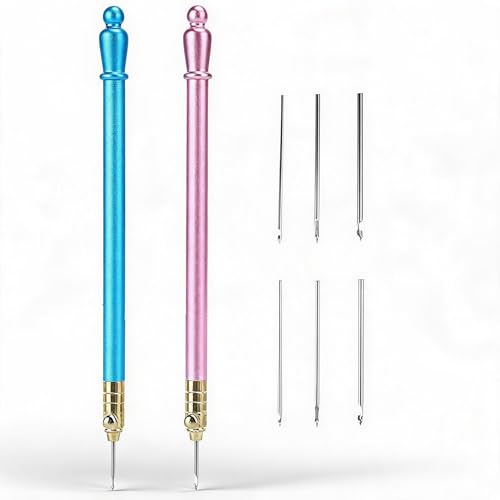 Juego de agujas de tambor, gancho de ganchillo con lentejuelas y cuentas de tambor, dos colores y 3 tipos de agujas para mayoría de los trabajos de crochet y bordado