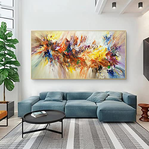 Neckip Large Abstract Painting Art Colorful Bloom Flower Poster Canvas Painting For Living Room Wall Art Pictures Home Decorative 70x140cm(28x55in) Frameless