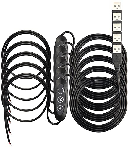 SinLoon Set med 5 USB-strömkablar, USB-förlängningskabel för headset, skrivbord, fläkt och LED-remsor (1,5 m)