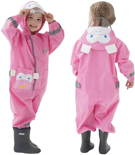 Fewlby Impermeabile Bambini Tuta Pioggia Bambina Antipioggia con Cappuccio Poncho Impermeabile Ragazze Ragazzi Giacche da Pioggia con Cappello Trasparente per 2-5 Anni