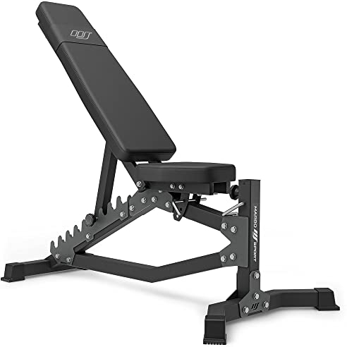 Marbo - Hantelbank für Zuhause - Trainingsbank, Schrägbank, Multifunktions Fitnessbank - Sitz 10-stufig und Rückenlehne 3-stufig Verstellbar - Robuste Stahlprofile 50x50x2 mm - MS-L102 2.0, Schwarz