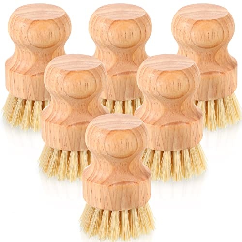 Nuenen 12 Packs Bamboo Dish Scrub Brush Set Sisal Kitchen