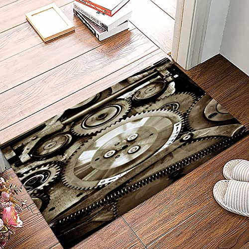 Badematte 50x80cm, Rutschfeste Badteppich, Industrial, Pieces of Old Mechanism Nahaufnahme Zahnräder Ansicht Grunge Antiq,Mikrofaser Badvorleger mit, Wasserabsorbierende Weiche teppiche für Badezimmer