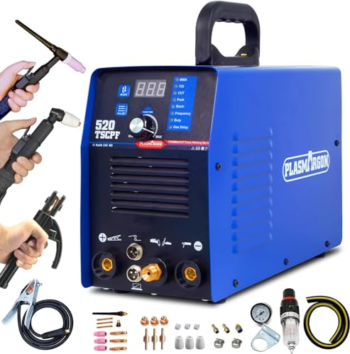 PLASMARGON Soldador TIG 3 en 1 Combo, 40 A, cortador de plasma, soldador de plasma, 180 A, TIG Arc MMA, mejora de la función de pulso, 220 V, máquina de soldadura más estable 520TSCPF