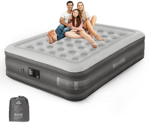 Naturehike Aufblasbares Bett mit eingebauter Luftpumpe Luftbetten (für 2 Personen) Automatisch aufblasende Matratze Gästebett, Luftmatratze für Camping 200×154×40cm 300 kg MAX
