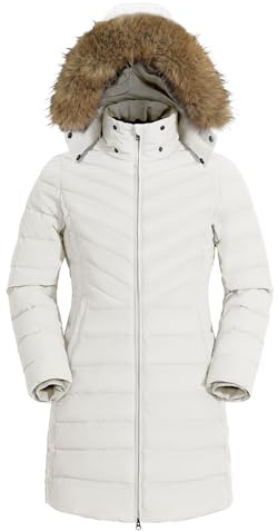 Pioneer Camp, Cappotto invernale da donna, lungo, caldo, trapuntato, impermeabile, giacca invernale, cappotto da donna, inverno, con colletto in pelliccia sintetica rimovibile, XL