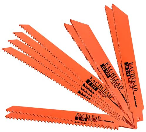 Juego de 10 Hojas de Sierra Sable Profesionales, Corte Rápido y Preciso, Múltiples Longitudes para Diferentes Necesidades, Hojas de Sierra para Madera, Metal, Plástico, Corte Rápido y Preciso