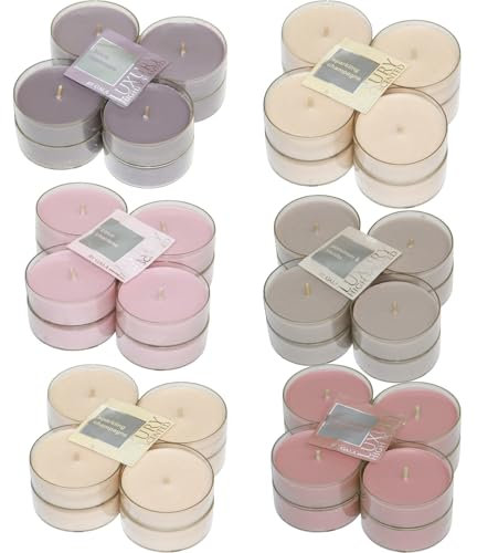 sopomarkt24 Luxury Teelichter Set 48 Stück – Kerzen, Duftteelichter Set, Maxi Teelichter, Duftkerzen für Feste, Weihnachten, Partys, Hochzeiten – 6 Düfte, Ø 58mm