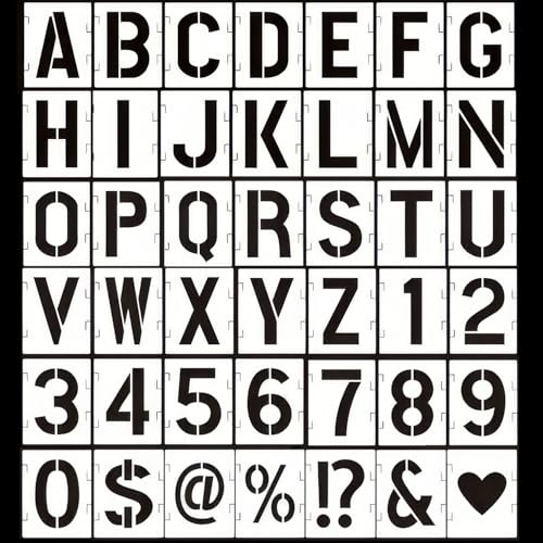 Juego de 42 plantillas, plantillas de letras del alfabeto, plantillas de números reutilizables, plantillas de letras entrelazadas, plantilla para dibujar, pintar, aprender, letreros (4 pulgadas)