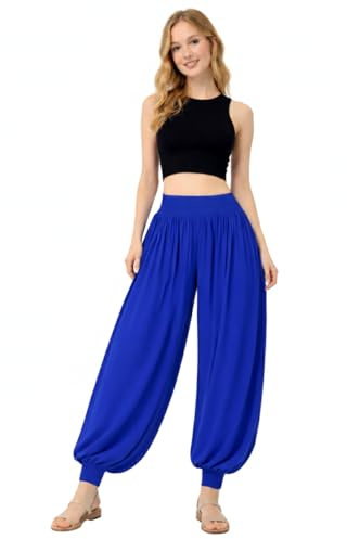 INSAFIANS Girls' Harem Trousers Super Soft Yoga Baggy Pants Ali Baba Trousers Stretchy Pilates Pants (RBL 13-14) Royal Blue
