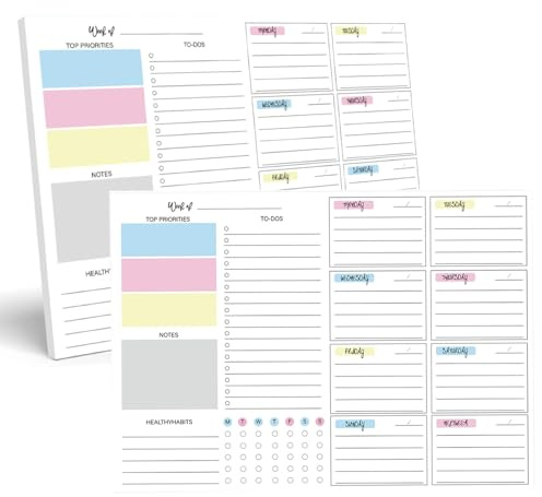 Weekly Planner Pad 52 sheets Tear Off Undated Calendar Pad Habit Tracker To Do List Calendar Pad for Home Student Revision Increase Life Work Productivit, 8.2x11.2 inch