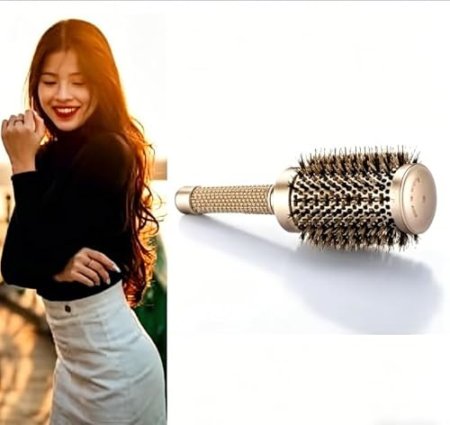 JOYANCE Rund borste lockborste för fön, hårborste med hälsosam keramisk beläggning professionella hårhårhårborstar rund kam för salong styling lockar fön, guld (45 mm)