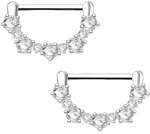 Suupii 2 Pcs U Shaped Nipple Rings, Nipple Bars, Stainless Steel Bridge Piercing Jewellery, Exquisite and Durable Easy to use Suitable for Parties Travels and Dates