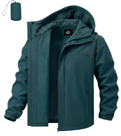heekpek Mens Waterproof Jacket Rain Coat Lightweight Jackets for Men UK Outdoor Windbreaker Packable Rain Jacket Multi-Pockets for Casual Daily Hiking