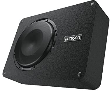 Audison APBX 10 DS Subwoofer 250 mm in Geschlossener Box mit Doppelschwingspule 4 Ohm, 500W RMS, MDF-Gehäuse, Tiefpassfilter, Bassanhebung, Phasenumkehrung, Schwarz