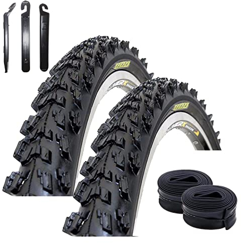 2 x Kenda K-829 26 MTB Fahrradreifen Schwarz 50-559 (26 x 1.95) + 2 passende Schläuche DV inkl. maxxi4you Reifenheber