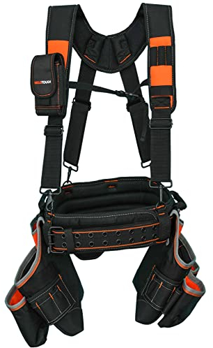 MELOTOUGH Ceinture à outils Pro Framer avec porte-jarretelles et pochette à outils robuste pour charpentier et porte-outils multifonction (orange)