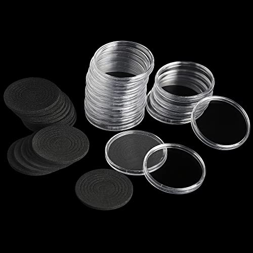 Uncle Paul 20 set 46 mm myntkapslar med 6 storlekar (18/23/28/33/38/46 mm) justerbart skyddande skumpackning mynthållare fodral för myntsamling DC0338