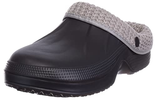 Brandsseller Pantofole invernali da uomo con inserto in maglia, foderate in pelliccia calda, Nero , 43 EU